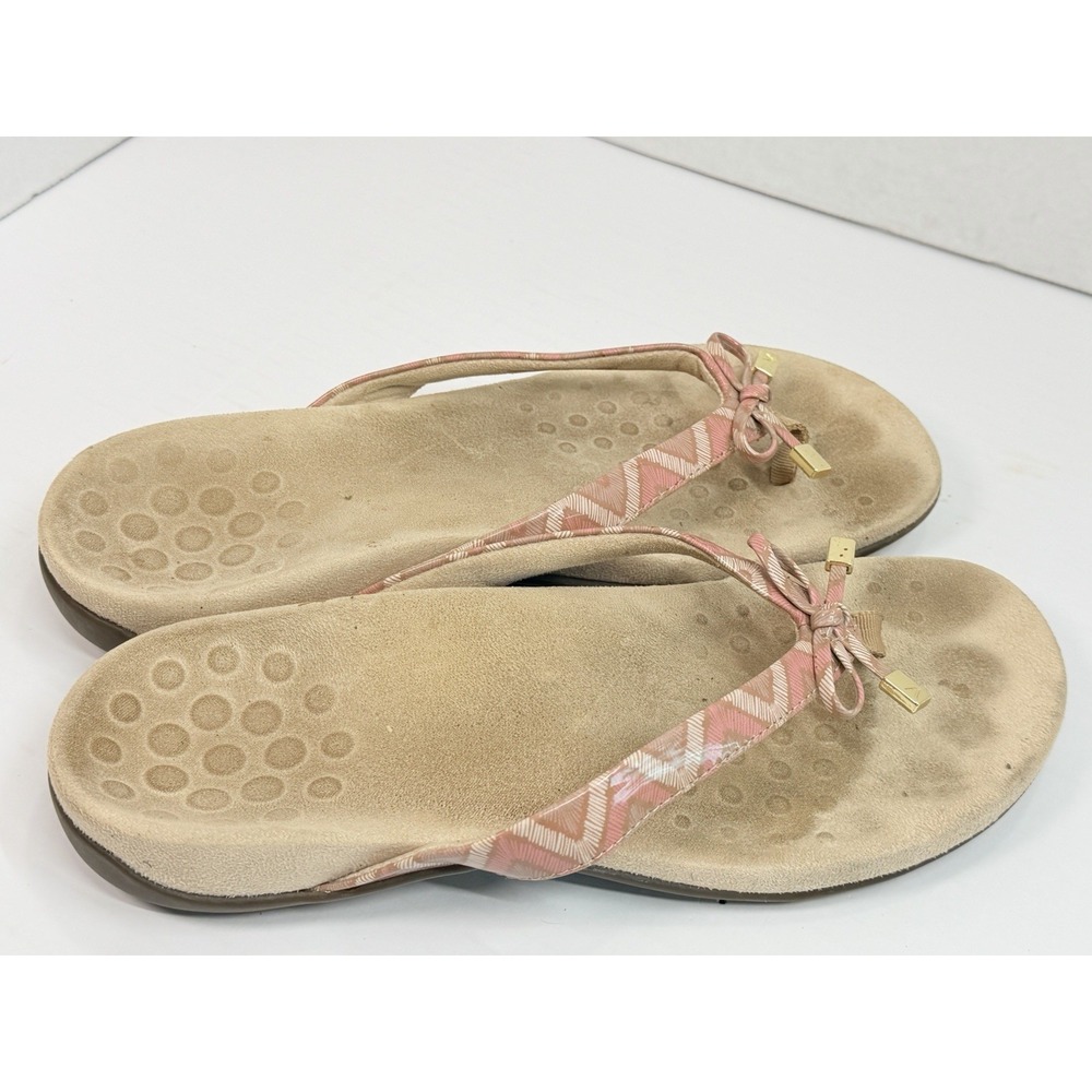 Vionic Bella II Toe Post Sandals Womens 8.5 Pink Plaid Orthotic Flip Flops - Picture 9 of 10